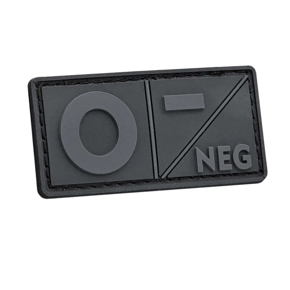 small o- ONEG blood type 1x2 inch blackout PVC tactical rubber morale patch - Image 1 of 1