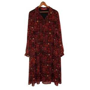 Marina Sport By marina rinaldi Size Au18 Us14 Black And Red Floral Chiffon Long - Picture 1 of 12