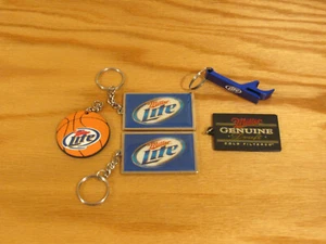 Lot Of 5 Miller Lite Beer Punch Can Bottle Opener Key Chain Ring Blue - Picture 1 of 11