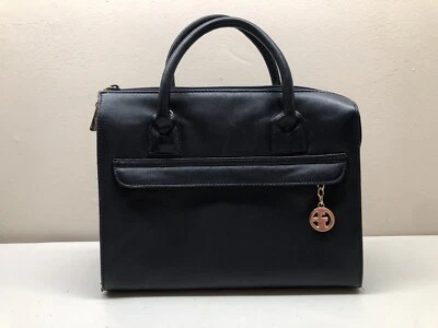 Bolsa satchel Gianni Bini couro marinho escuro alça dupla fecho com zíper - Imagem 1 de 4
