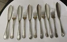 VTG HB&HS OLD ENGLISH THREAD SILVER PLATE SHEFFIELD FISH KNIVES & FORKS CUTLERY