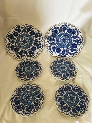 Remache y montaña rusa de cerámica mandala floral azul turco. posavasos trivets Foto 1 de 4