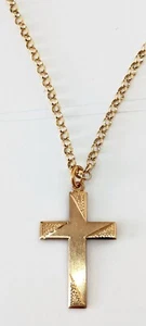 Katholisches Kreuz Gold über Sterlingsilber Vermeil Halskette 14k GF Anhänger von Ave - Bild 1 von 7