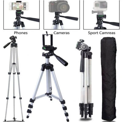 Soporte para teléfono con cámara profesional Soporte para trípode para teléfono inteligente iPhone Samsung+ Bolsa Foto 1 de 4