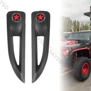 Black Hood Side Vent Cover Trim Avenger Style Hood for Jeep Wrangler JK 07-17 - Picture 1 of 11