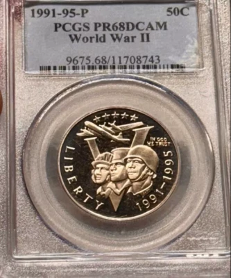 PCGS USA 50 Cent 1991-95-P PR68DCAM World War II #11708743 - Image 1 of 2