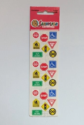 Vintage SandyLion Kromekote Street Road Signs Sealed Stickers - Image 1 of 2