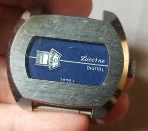 Vtg. Mens Lacerne Swiss Digital Jump Watch For Repair / Parts Not Working Bin 1 - Picture 1 of 2