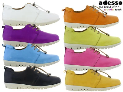 Adesso Ladies Leather Shoes Womens Soft Comfort Cushioned Colourful Trainers - Image 1 of 4