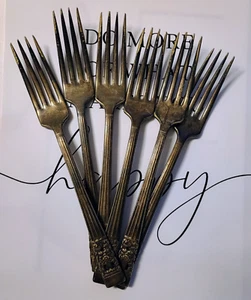 Lot 6 Oneida Community CORONATION Silber Teller 1936 Silberbesteck Tafelgabeln gebraucht - Bild 1 von 12