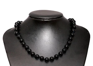 Collar de piedra de ónix gargantilla longitud-45 cm gancho enchapado en rodio - Imagen 1 de 2