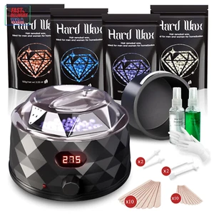 Waxing Kit for Women and Men, Wax Warmer Hair Removal Machine with 4 Packs of Wa - Picture 1 of 12