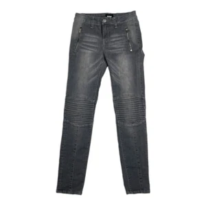 HUDSON Ribbed Knee Skinny Patchwork Youth Girls Jean Zipper Pockets Grey Size 14 - Picture 1 of 8