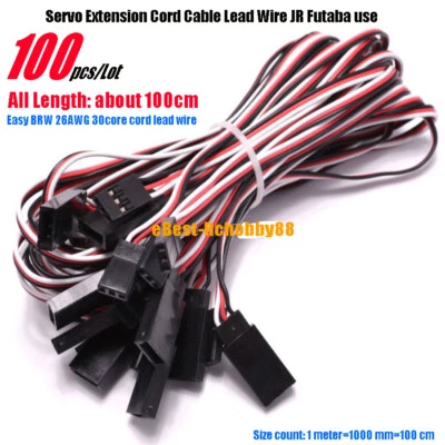 100pcs 1000mm Servo Extension Cord Cable Lead Wire JR Futaba 26AWG for Toy plane - Image 1 of 4