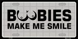 Boobies Make Me Smile Metal Automobile License Plate Style Sign - Picture 1 of 1