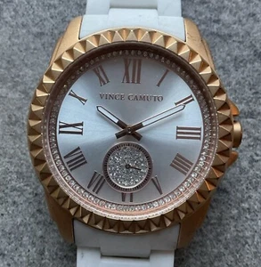 Vince Camuto Women’s Watch White Ceramic Bracelet With 43mm Gold Tone Case D5 - Picture 1 of 7