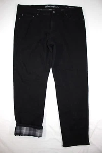 Eddie Bauer Jeans Men's 40x34 Flannel Lined Straight Leg Stretch Black Wash - Picture 1 of 15