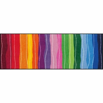 Salonloewe Fußmatte waschbar Pure Style Wavy Lines Bunt 60x180 cm Fußabtreter - Bild 1 von 4