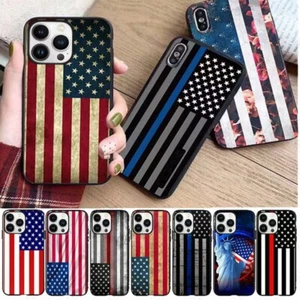 Case For iPhone 15 Pro Max 14 11 12 13 XS XR 8 Striped Flag Pattern Phone Cover - Picture 1 of 20