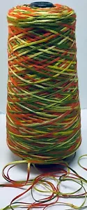 Lucci Yarns Cotton Tape Mercerized Yarn Space DyedOrange,YellowLimeGreenConeNew - Picture 1 of 4