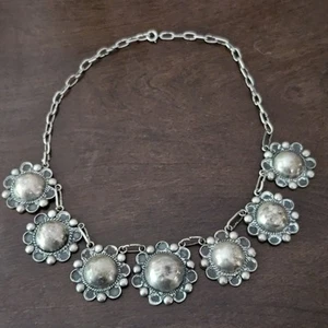 Alte Vintage Sterling Halskette selten Sonne florales Design 16,5" 38g ungestempelt Mexiko - Bild 1 von 15