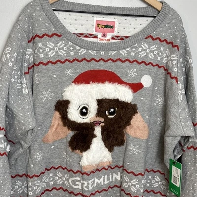 Suéter Gremlins 3XL Tipsy Elves para mujer con detalles de piel real Navidad NUEVO Foto 1 de 4