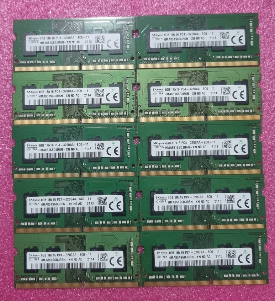 SK Hynix Job Lot 10x4GB DDR4 PC4 3200AA 3200MHz SODIMM Laptop RAM Memory 260pin - Image 1 of 1