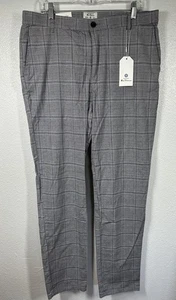 Ben Sherman Pants Mens 36x32 Gray Slim Fit Stretch Fit Check Plaid Dress Work - Picture 1 of 11