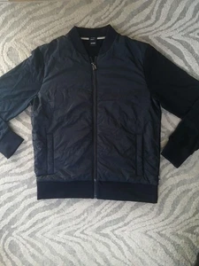 HUGO BOSS Skiles Hybrid Zip Bomber Sweatshirt Jacket Navy Size Extra Large - Picture 1 of 16