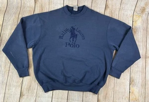 Vintage Distressed Polo Ralph Lauren besticktes Sweatshirt Rundhalsausschnitt XL - Bild 1 von 9