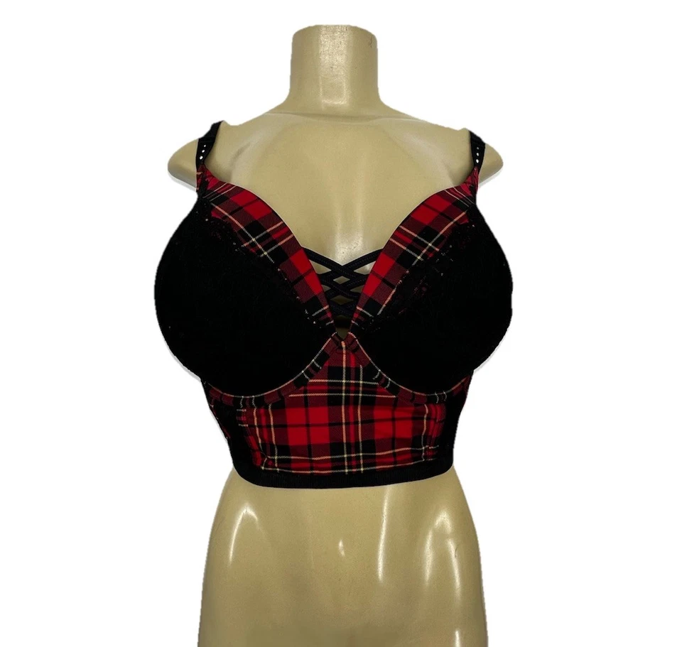 Torrid 42DD Women XO Plunge Push-Up Bra Lace Wide Band Underwire Sexy 1-2 - Image 1 of 4