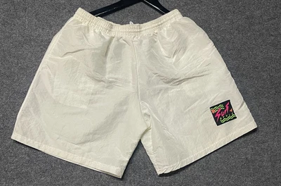 Pantalones Cortos Estilo Surf Vintage Para Hombre Medianos Blancos Nylon Neón Logo Playa Salón Años 90 Foto 1 de 2