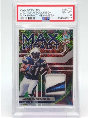 LADAINIAN TOMLINSON 2022 SPECTRA MAX IMPACT PATCH META PRIZM /25 PSA 8 Q2098 - Image 1 of 2