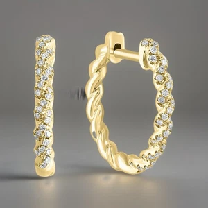 NEW! Effy 14K Gold & Diamond Rope Hoop Earrings / A Great Gift !/MSRP $2,225 - Picture 1 of 3