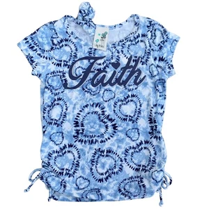 Girls TieDye Faith Blue Heart Top Size 6  - Picture 1 of 5