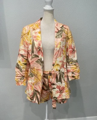 Joie Kishina Floral Linen Blazer ShortsWomen's Tropical Gathered Sleeve Tropical - Image 1 of 4
