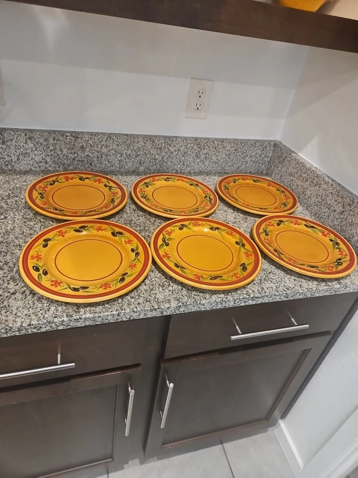 "Juego de 6 platos de cena WILLIAMS SONOMA 11"" Nicoise Olive de Coursange amarillo" Foto 1 de 3