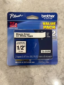 2 pack Brother P- touch label tape 1/2" TZe-2312PK  - Picture 1 of 2