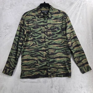 Warrior Tiger Stripe Camo Flannel Button Up Long Sleeve Shirt Military Medium - Picture 1 of 11