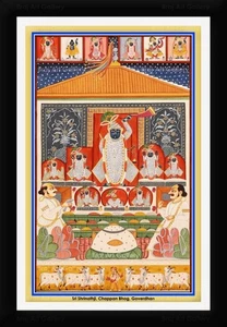 Shrinathji Chappan Bhog Darshan Pichwai foto dipinto da parete incorniciato - Foto 1 di 2