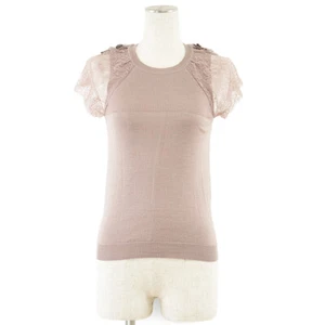 Valentino Cashmere Blend Lace Sleeves Knit H/S Women Size Small Pink-beige - Picture 1 of 9