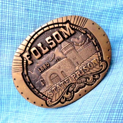 Folsom State Prison Belt Buckle Dept Of Corrections #SE Vtg 80s Pigville .SHY536 - Image 1 of 4