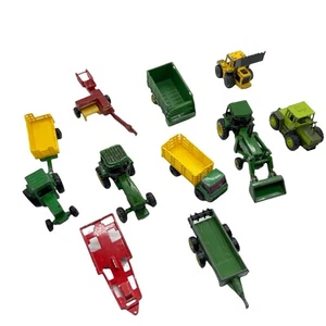 John Deere Toy Loader Tractor Farm Equipment Matchbox Green Red Yellow Lot Of 11 - Picture 1 of 12