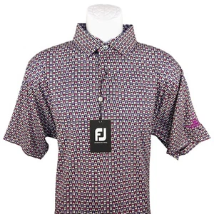 FootJoy Golf Polo Shirt Geometric Print Easy Care Moisture Wicking Large - Picture 1 of 9