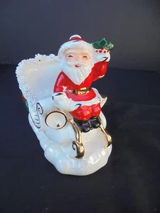 Vintage Napco Waving Santa Sleigh Mid Century Planter Christmas Spaghetti, Label - Bild 1 von 9