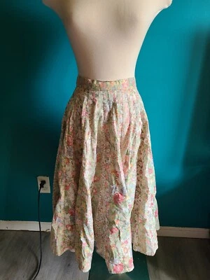 Womens vintage circle skirt pastel floral size small gored skirt 50s 60s midi Foto 1 de 4