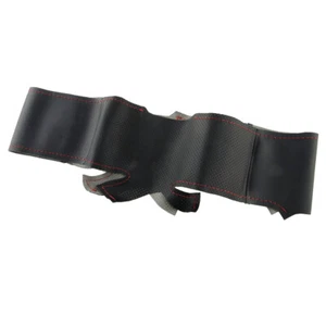 Black Leather Steering Wheel Cover Wrap Fit For BMW 3 Series E46 5 Series E39 - Picture 1 of 6