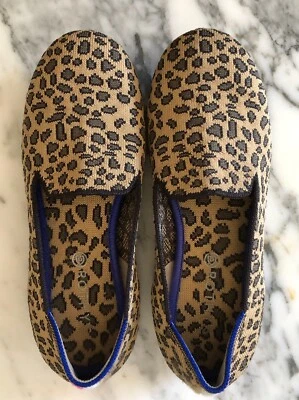 ROTHYS Flats Size 4 Leopard Print Slip On Loafers Pink White Back EUC - Image 1 of 4