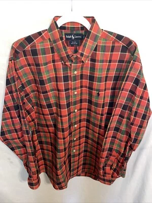 Camisa de vestir Polo Ralph Lauren Blake para hombre talla grande roja a cuadros negocios formal Foto 1 de 4