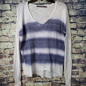 Feel The Piece By Terre Jacobs Blue White Semi Sheer Scoop Neck Top Size XS - Picture 1 of 5